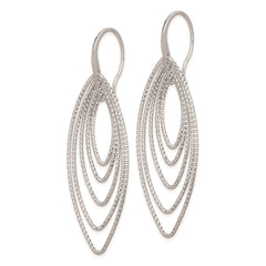 Sterling Silver Rhodium-plated D/C Multi Marquise Shape Dangle Earrings