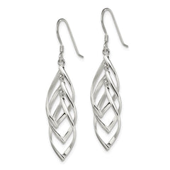 Sterling Silver Polished Fancy Twisted  & Intertwined Dangle Earrings