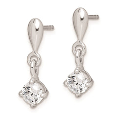 Sterling Silver Rhodium-plated Polished CZ Post Dangle Earrings - 3