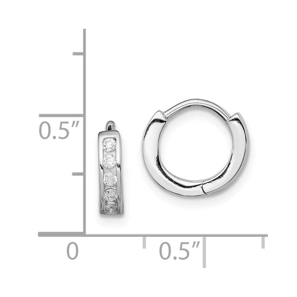 Sterling Silver Rhodium-plated CZ Hinged Hoop Earrings - 12