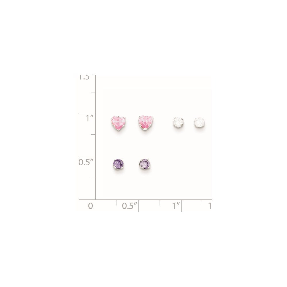Sterling Silver  3 piece Stellux CrystalPost EarringSet