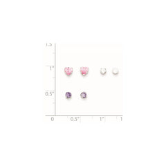 Sterling Silver  3 piece Stellux CrystalPost EarringSet