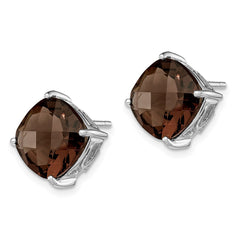 Sterling Silver Rhodium-plated Smoky Quartz Earrings - 3