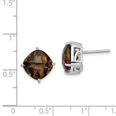 Sterling Silver Rhodium-plated Smoky Quartz Earrings - 3