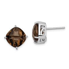 Sterling Silver Rhodium-plated Smoky Quartz Earrings - 3