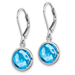 Sterling Silver Rhodium-plated Blue Topaz Earrings - 3