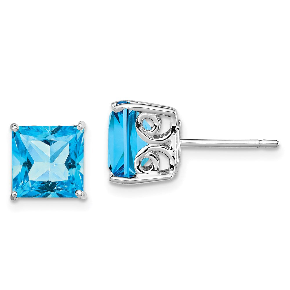 Sterling Silver Rhodium-plated Blue Topaz Earrings - 2