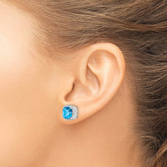 Sterling Silver Rhodium-plated Blue Topaz and Diamond Earrings - 6