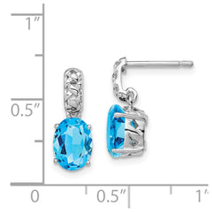 Sterling Silver Rhodium-plated Blue Topaz Earrings - 4