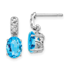 Sterling Silver Rhodium-plated Blue Topaz Earrings - 4