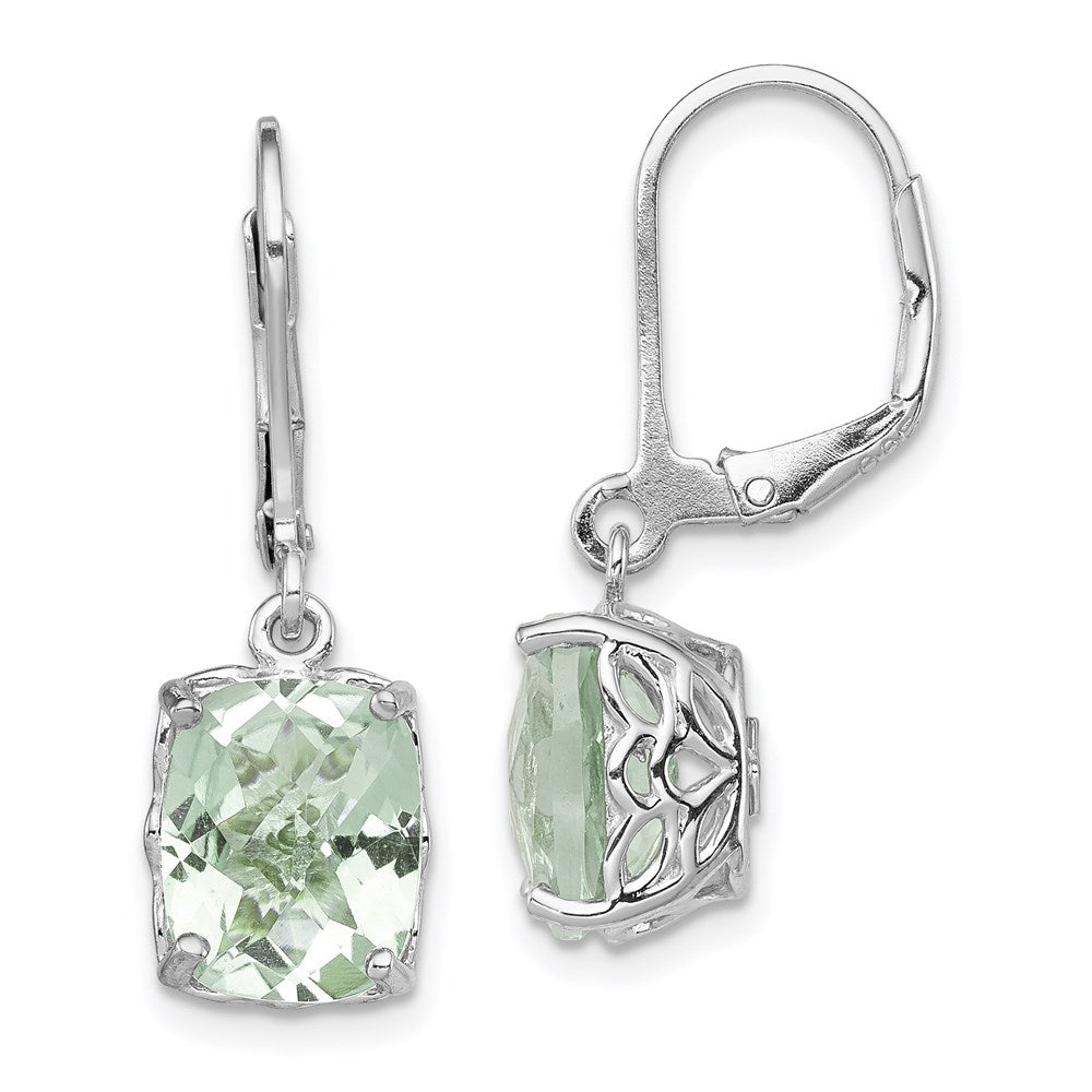 Sterling Silver Rhodium-plated Green Quartz Earrings - 2