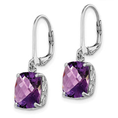 Sterling Silver Rhodium-plated Amethyst Earrings - 3