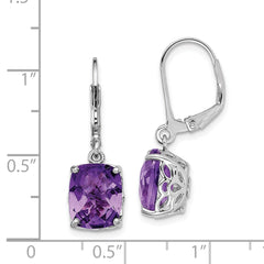 Sterling Silver Rhodium-plated Amethyst Earrings - 3