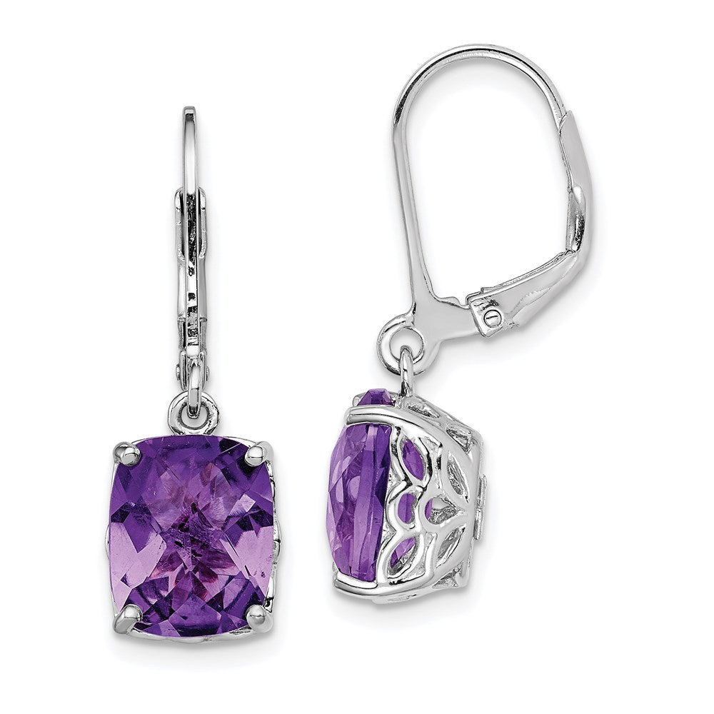 Sterling Silver Rhodium-plated Amethyst Earrings - 3