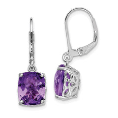 Sterling Silver Rhodium-plated Amethyst Earrings - 3
