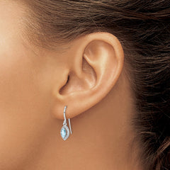Sterling Silver Rhodium-plated Diamond and Aquamarine Earrings