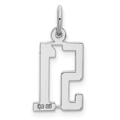 Sterling Silver/Rhodium-plated Elongated Number 51 Charm