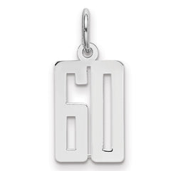Sterling Silver/Rhodium-plated Elongated Number 60 Charm