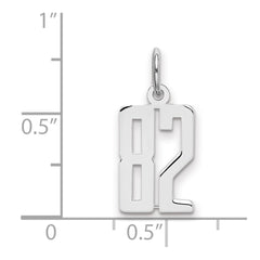 Sterling Silver/Rhodium-plated Elongated Number 82 Charm