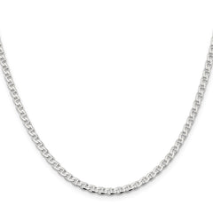 Sterling Silver 3.15mm D/C Flat Anchor Curb Chain - 7