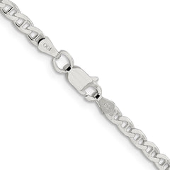 Sterling Silver 3.15mm D/C Flat Anchor Curb Chain - 8