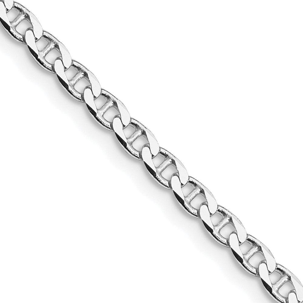 Sterling Silver Rhodium-plated 3.15mm D/C Flat Anchor Curb Chain - 5