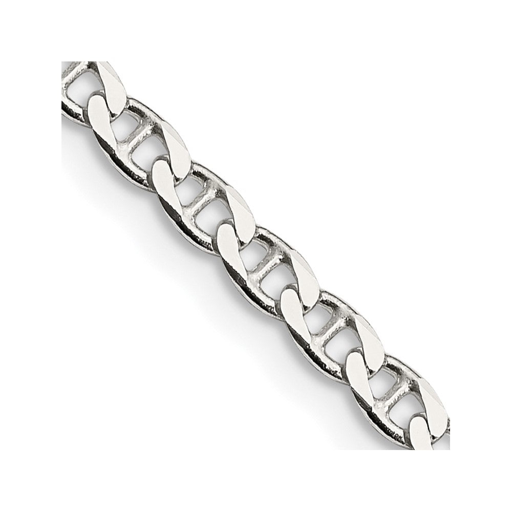 Sterling Silver 3.15mm D/C Flat Anchor Curb Chain - 7