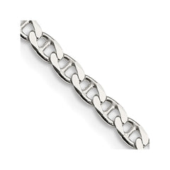 Sterling Silver 3.15mm D/C Flat Anchor Curb Chain - 7