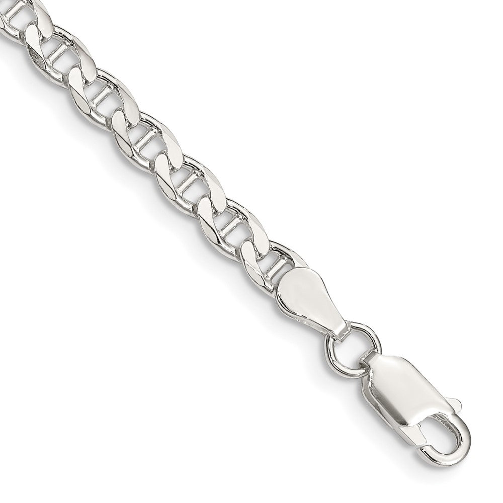 Sterling Silver 4.0mm D/C Flat Anchor Curb Chain - 8