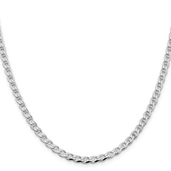 Sterling Silver Rhodium-plated 4.0mm D/C Flat Anchor Curb Chain - 6