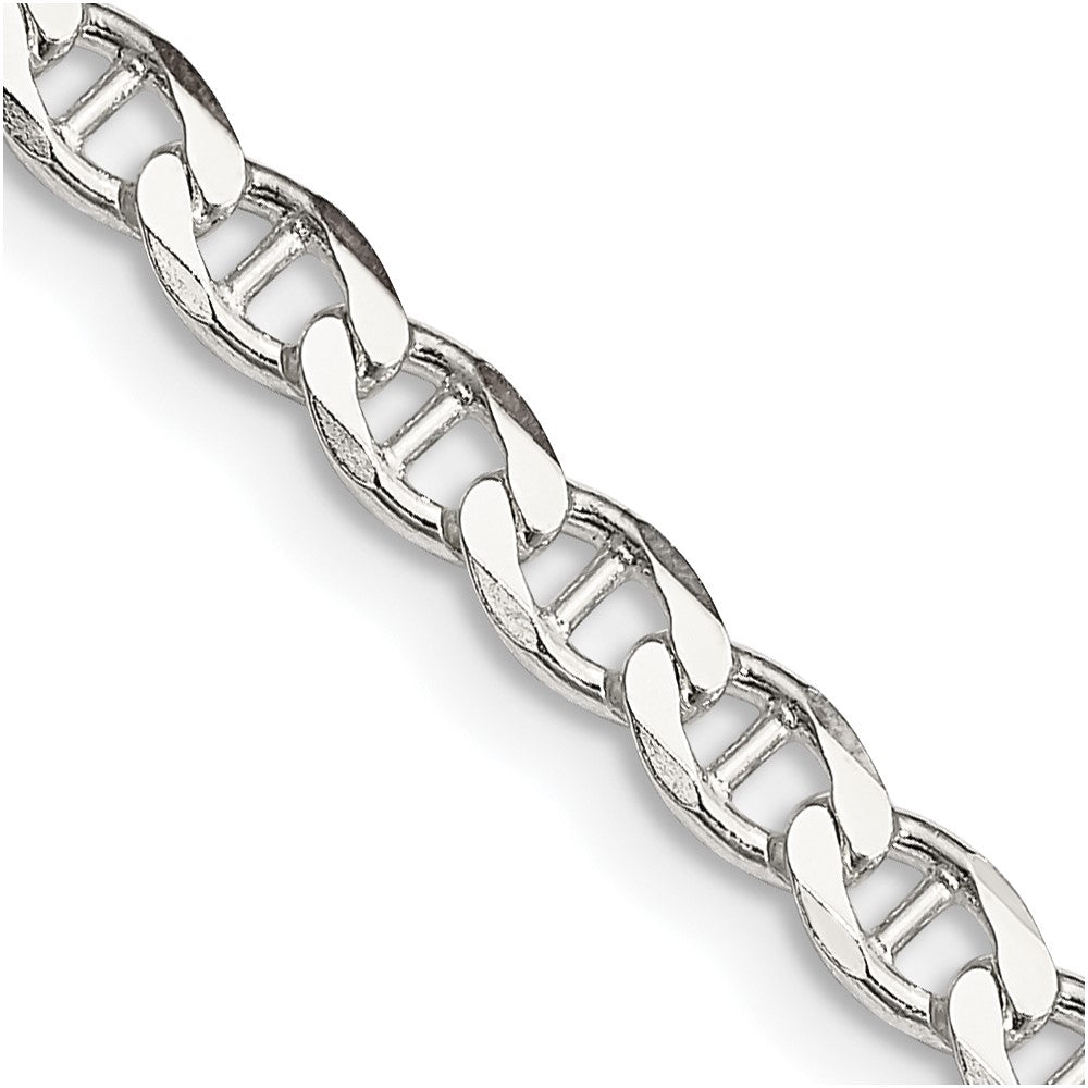 Sterling Silver 4.0mm D/C Flat Anchor Curb Chain - 5