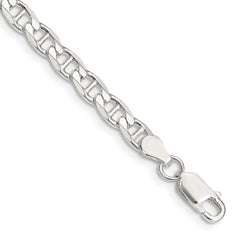 Sterling Silver 4.65mm D/C Flat Anchor Curb Chain - 8