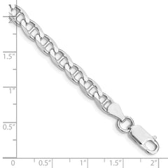 Sterling Silver Rhodium-plated 5.7mm D/C Flat Anchor Curb Chain - 3