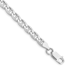 Sterling Silver Rhodium-plated 5.7mm D/C Flat Anchor Curb Chain