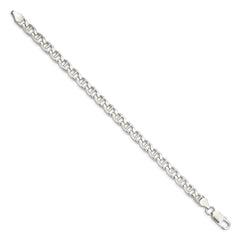 Sterling Silver 6.5mm D/C Flat Anchor Curb Chain - 8