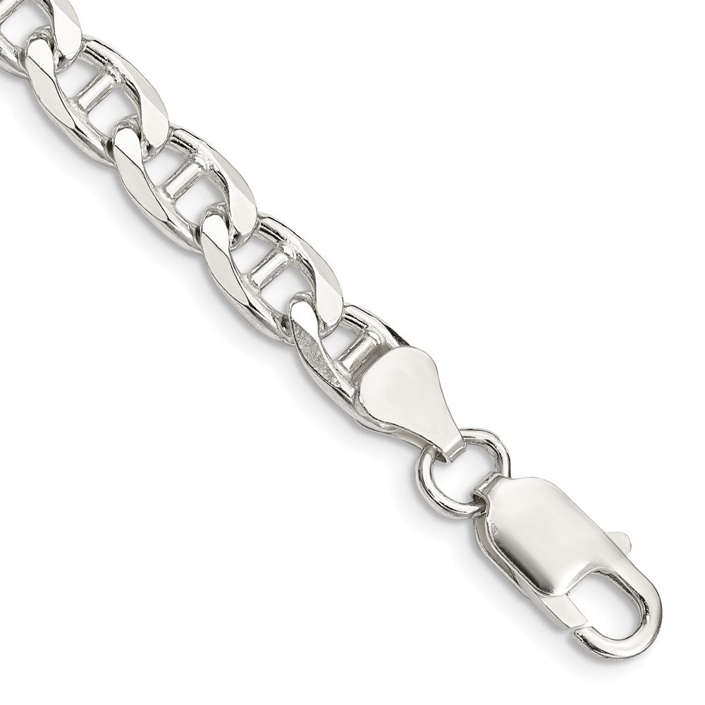 Sterling Silver 6.5mm D/C Flat Anchor Curb Chain - 8