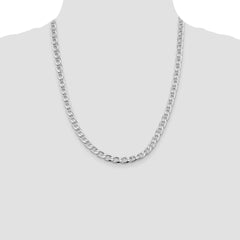 Sterling Silver Rhodium-plated 6.5mm D/C Flat Anchor Curb Chain - 3