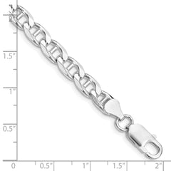 Sterling Silver Rhodium-plated 6.5mm D/C Flat Anchor Curb Chain - 5