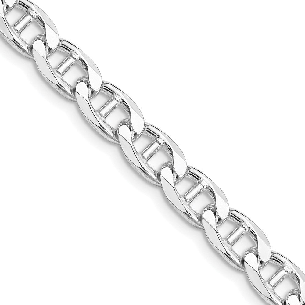 Sterling Silver Rhodium-plated 6.5mm D/C Flat Anchor Curb Chain - 4