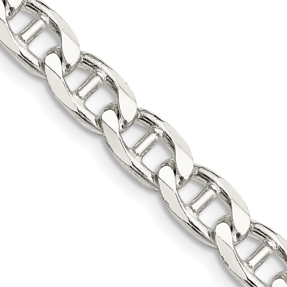 Sterling Silver 6.5mm D/C Flat Anchor Curb Chain - 5