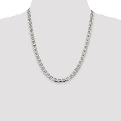 Sterling Silver 7.4mm D/C Flat Anchor Curb Chain - 4