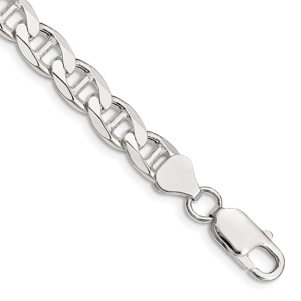 Sterling Silver 7.4mm D/C Flat Anchor Curb Chain - 5