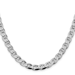 Sterling Silver Rhodium-plated 7.4mm D/C Flat Anchor Curb Chain - 5