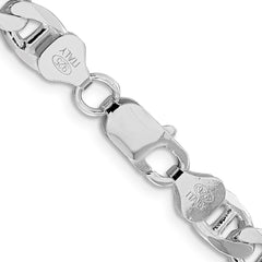 Sterling Silver Rhodium-plated 7.4mm D/C Flat Anchor Curb Chain - 5