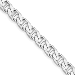 Sterling Silver Rhodium-plated 7.4mm D/C Flat Anchor Curb Chain - 5