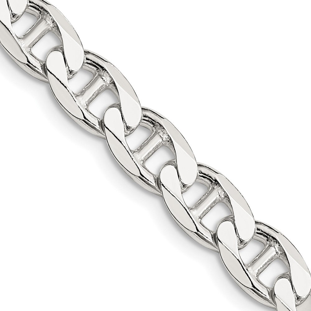 Sterling Silver 7.4mm D/C Flat Anchor Curb Chain - 4