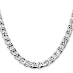 Sterling Silver Rhodium-plated 8.25mm D/C Flat Anchor Curb Chain