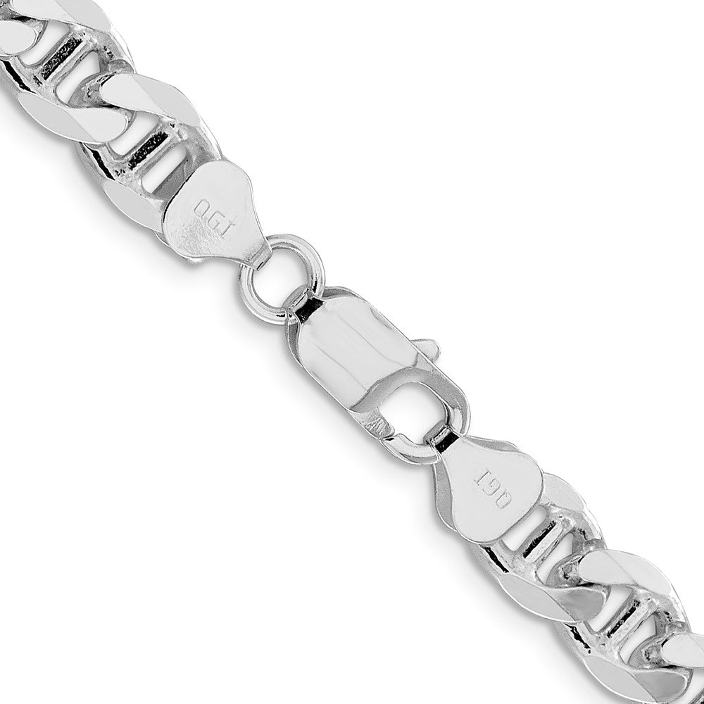 Sterling Silver Rhodium-plated 8.25mm D/C Flat Anchor Curb Chain