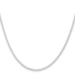 Sterling Silver 2.3mm Beveled Curb Chain - 9