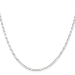 Sterling Silver Rhodium-plated 2.3mm Beveled Curb Chain - 8